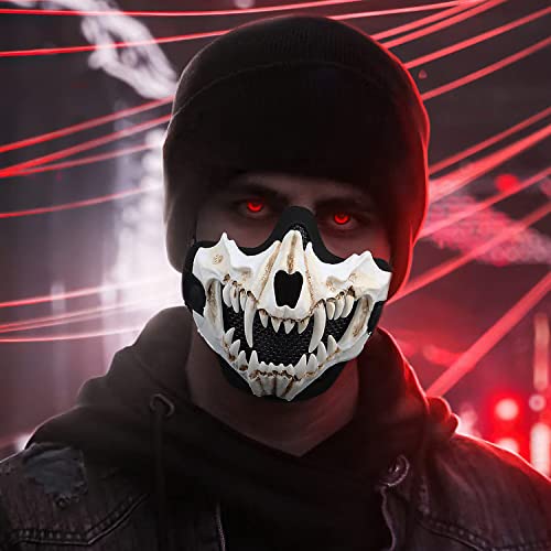 Yzpacc Airsoft Half Face Skull Masks Tactical Face Protection Mesh Mask for Halloween Cosplay Paintball CS Hunting (bk-02)