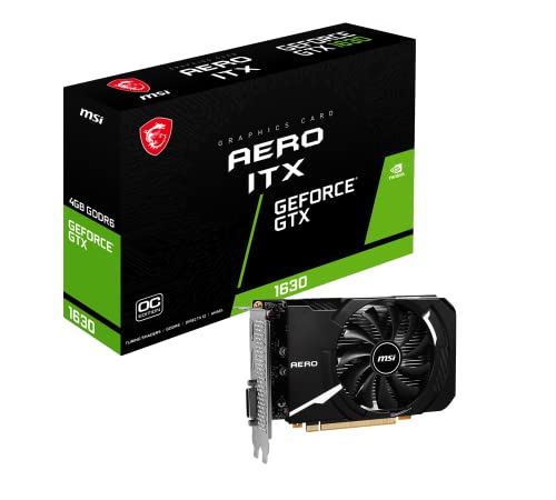 MSI Gaming GeForce GTX 1630 4GB GDRR6 64-Bit HDMI/DP/DVI Single Fan OC ITX Graphics Card (GTX 1630 AERO ITX 4G OC)