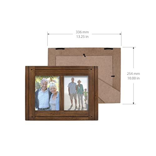 Prinz Homestead Double 5x7 Picture Frame in Dark Walnut - Distressed Rustic Decor Wood Photo Frame, Two-Way Easel, Wall or Tabletop Display