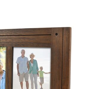 Prinz Homestead Double 5x7 Picture Frame in Dark Walnut - Distressed Rustic Decor Wood Photo Frame, Two-Way Easel, Wall or Tabletop Display