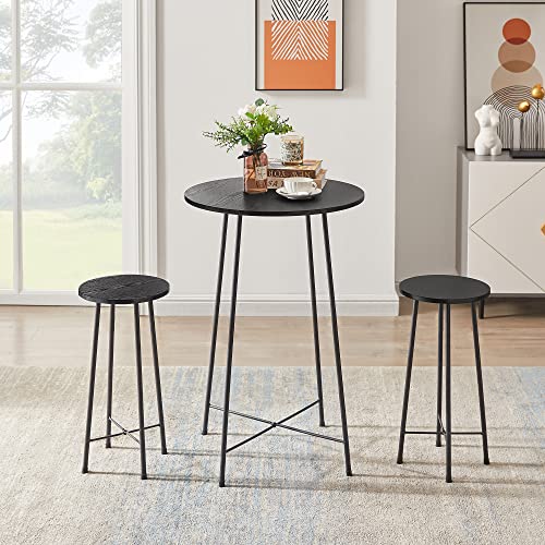 VECELO 23.6" Bar, Modern Bistro Pub Dining Room Furniture, Counter Height Wood Top for Breakfast Dinner Nap Conference, Easy Assembly, Round Table, Black