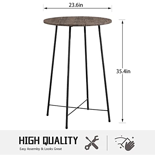 VECELO 23.6" Bar, Modern Bistro Pub Dining Room Furniture, Counter Height Wood Top for Breakfast Dinner Nap Conference, Easy Assembly, Round Table, Black