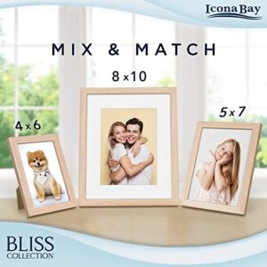 Icona Bay 5x7 Light Oak Picture Frame, Modern Style Wood Composite Frame, Table Top or Wall Mount, Bliss Collection