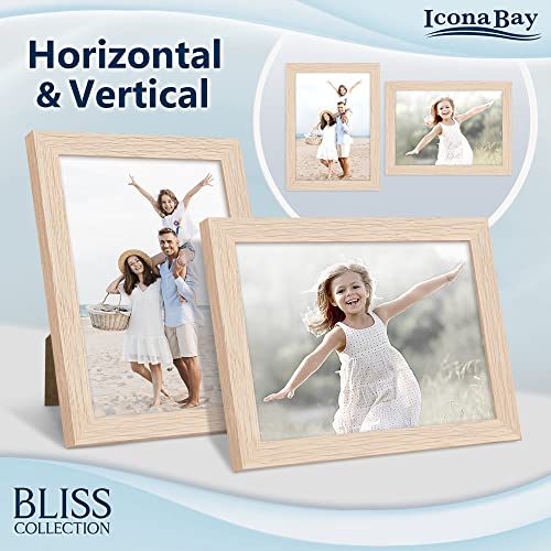 Icona Bay 5x7 Light Oak Picture Frame, Modern Style Wood Composite Frame, Table Top or Wall Mount, Bliss Collection