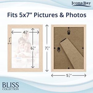 Icona Bay 5x7 Light Oak Picture Frame, Modern Style Wood Composite Frame, Table Top or Wall Mount, Bliss Collection