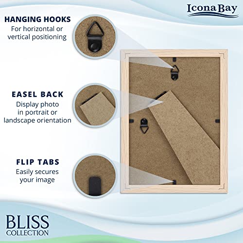 Icona Bay 5x7 Light Oak Picture Frame, Modern Style Wood Composite Frame, Table Top or Wall Mount, Bliss Collection