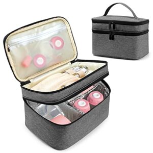 kompoll breast pump bag with 2 removable dividers to store breast pump, baby bottles and extra parts portable breast pump bag l size compatible with medela, willow, elvie and momcozy breast pumps…