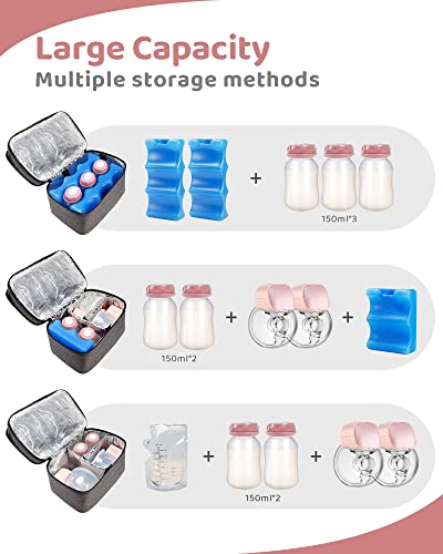 Kompoll Breast Pump Bag with 2 Removable Dividers to Store Breast Pump, Baby Bottles and Extra Parts Portable Breast Pump Bag L Size Compatible with Medela, Willow, Elvie and Momcozy Breast Pumps…