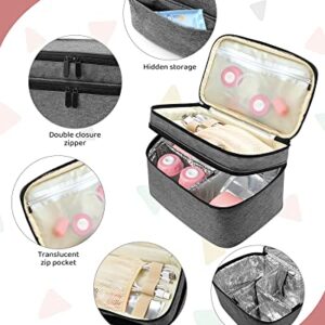 Kompoll Breast Pump Bag with 2 Removable Dividers to Store Breast Pump, Baby Bottles and Extra Parts Portable Breast Pump Bag L Size Compatible with Medela, Willow, Elvie and Momcozy Breast Pumps…