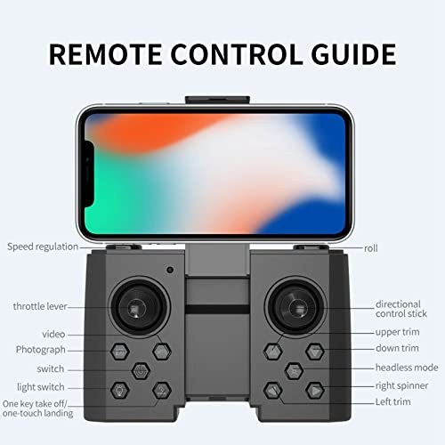 Dual 4K HD FPV Camera Remote Control Drone - Foldable Mini Drone Quadcopter Drone Toys Gifts for Adults Kids - Altitude Hold/Headless Mode/One Key Start (Black), 3.4x2.7x1.7in