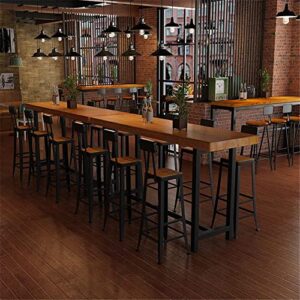 niuyao bar table modern simplicity style in solid wood fixed top table with metal legs for bistro cafe home -dark wood ​71" l x 23.5" w x 41.5" h