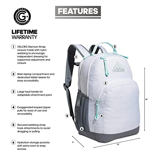 adidas Adaptive Backpack, Jersey White/Semi Flash Aqua Blue, One Size