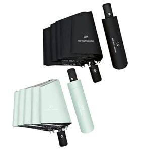 2 packs automatic open close anti-uv& windproof & water-resistant foldable umbrella,black&light green