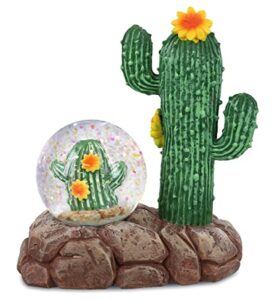 cota global cactus snow globe - magical rainbow water globe figurine with sparkling glitter, collectible novelty ornament for home decor, for birthdays, christmas, and valentine - 45mm
