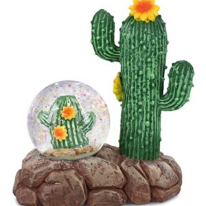 CoTa Global Cactus Snow Globe - Magical Rainbow Water Globe Figurine with Sparkling Glitter, Collectible Novelty Ornament for Home Decor, for Birthdays, Christmas, and Valentine - 45mm