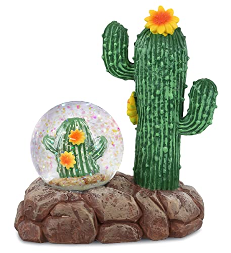 CoTa Global Cactus Snow Globe - Magical Rainbow Water Globe Figurine with Sparkling Glitter, Collectible Novelty Ornament for Home Decor, for Birthdays, Christmas, and Valentine - 45mm