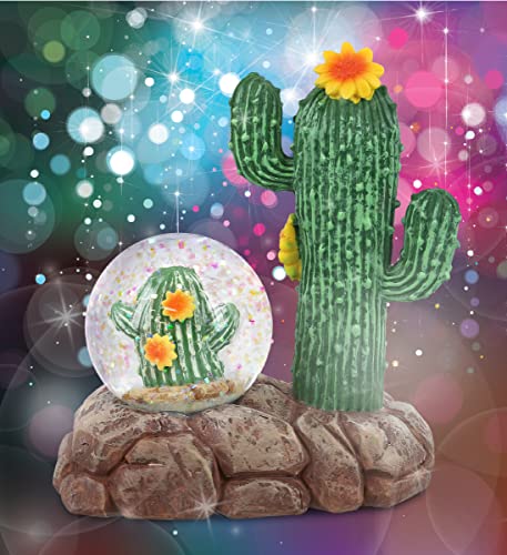 CoTa Global Cactus Snow Globe - Magical Rainbow Water Globe Figurine with Sparkling Glitter, Collectible Novelty Ornament for Home Decor, for Birthdays, Christmas, and Valentine - 45mm