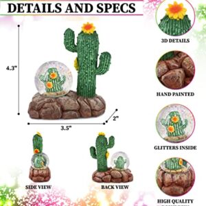 CoTa Global Cactus Snow Globe - Magical Rainbow Water Globe Figurine with Sparkling Glitter, Collectible Novelty Ornament for Home Decor, for Birthdays, Christmas, and Valentine - 45mm