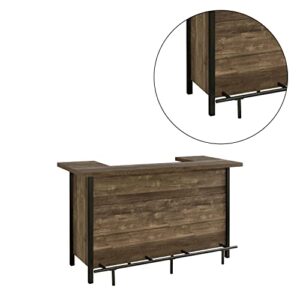 simple relax Rustic Oak and Bronze Wooden Bar Unit with Metal Legs