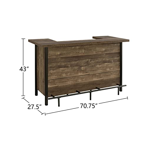 simple relax Rustic Oak and Bronze Wooden Bar Unit with Metal Legs