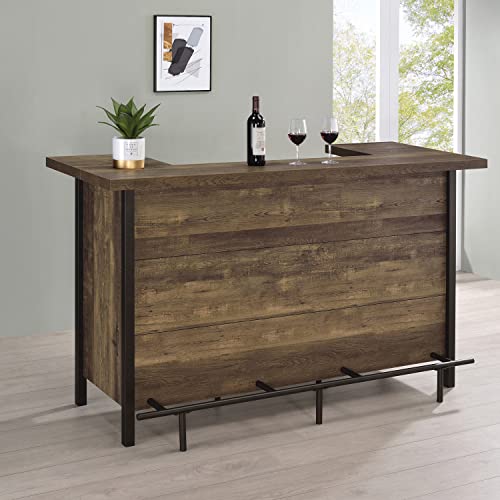 simple relax Rustic Oak and Bronze Wooden Bar Unit with Metal Legs