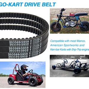 30 Series Go Kart Drive Belt Replaces Manco 5959 / Comet 203589 Go Kart Belt, Torque Vonverter Belt (3Pcs)