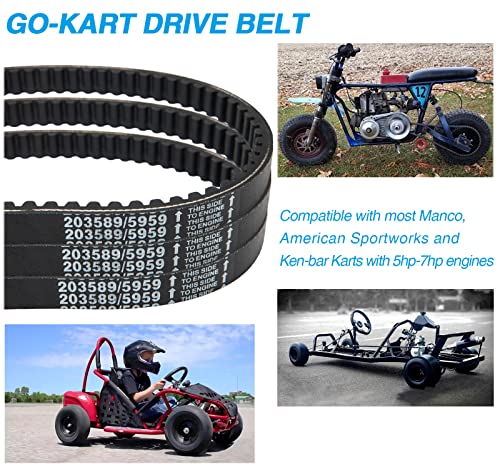 30 Series Go Kart Drive Belt Replaces Manco 5959 / Comet 203589 Go Kart Belt, Torque Vonverter Belt (3Pcs)