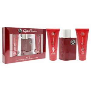 Alfa Romeo Alfa Romeo Red 4.2 oz EDT Spray, 3.4oz Shower Gel, 3.4oz After Shave Balm Men 3 Pc Gift Set (10034095)