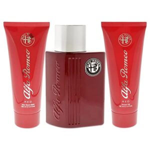 Alfa Romeo Alfa Romeo Red 4.2 oz EDT Spray, 3.4oz Shower Gel, 3.4oz After Shave Balm Men 3 Pc Gift Set (10034095)