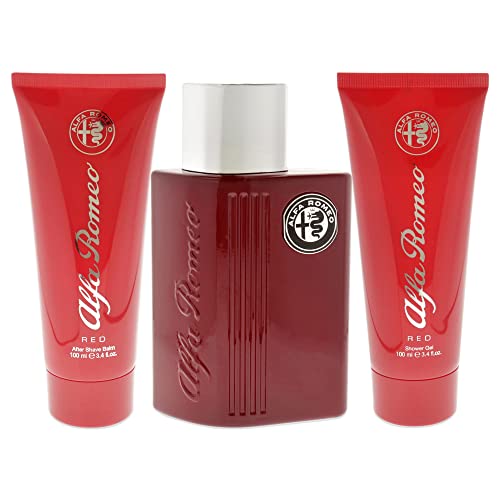 Alfa Romeo Alfa Romeo Red 4.2 oz EDT Spray, 3.4oz Shower Gel, 3.4oz After Shave Balm Men 3 Pc Gift Set (10034095)