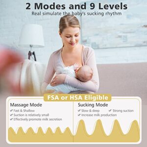 MISSAA Wearable Breast Pump Hands Free, Double Electric Portable Wireless Breast Pumps, Low Noise 2 Modes & 9 Levels Adjustable Painless Strong Suction Power, 24mm Flange