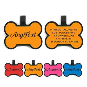 dog tags for pets engraved uk personalized id tags for dogs cats puppy kitty silicone personalized dog tag 2 shapes & 5 colours (orange bone)