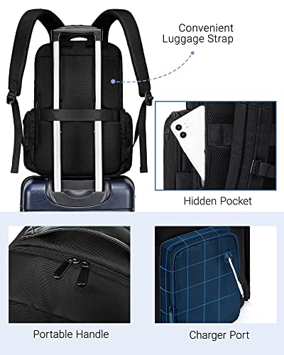 LIGHT FLIGHT Work Backpack Men, 17.3 Inch Business Smart Backpack, Water Resistant Laptop Backpack with USB Charging hole, Black