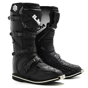 ilm adult motorcycle boots for men women waterproof atv motorcross dirt blike riding biker boots model-mx3a (black, 12)