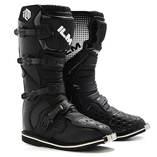 ILM Adult Motorcycle Boots for men Women Waterproof ATV Motorcross Dirt Blike Riding Biker Boots Model-MX3A (Black, 12)