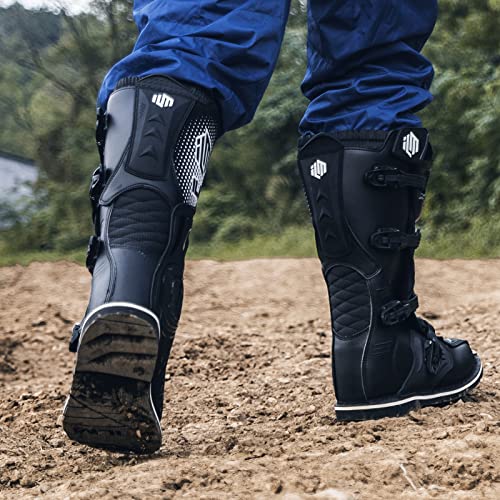 ILM Adult Motorcycle Boots for men Women Waterproof ATV Motorcross Dirt Blike Riding Biker Boots Model-MX3A (Black, 12)