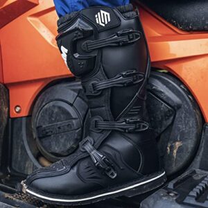 ILM Adult Motorcycle Boots for men Women Waterproof ATV Motorcross Dirt Blike Riding Biker Boots Model-MX3A (Black, 12)