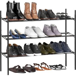 simple houseware 3-tier extendable shoe rack, black