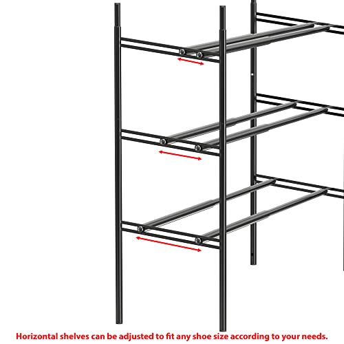 Simple Houseware 3-Tier Extendable Shoe Rack, Black