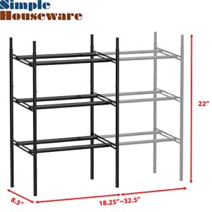 Simple Houseware 3-Tier Extendable Shoe Rack, Black