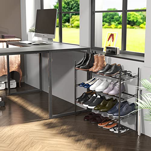 Simple Houseware 3-Tier Extendable Shoe Rack, Black