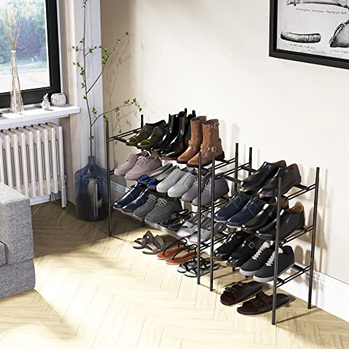 Simple Houseware 3-Tier Extendable Shoe Rack, Black