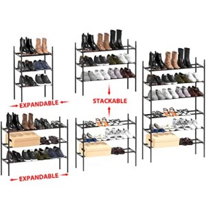 Simple Houseware 3-Tier Extendable Shoe Rack, Black