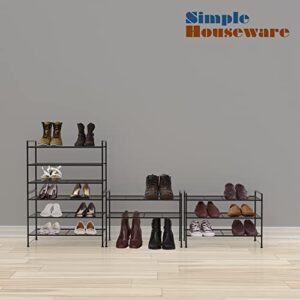 Simple Houseware 3-Tier Stackable Shoe Rack Storage Shelf, Black