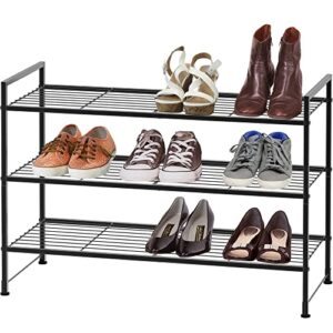 Simple Houseware 3-Tier Stackable Shoe Rack Storage Shelf, Black