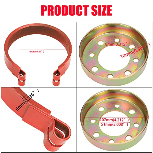 GREHUA Rear 4" Brake Band Drum Pin Brake Cable Kit Red for Predator 212cc 420cc 196cc Manco Bandit Critter 1492 4316 297 Rotary 484 Azusa 2251-B Yerf-Dog Go Kart Yard Cart Dune Buggies Mini Bike ATV