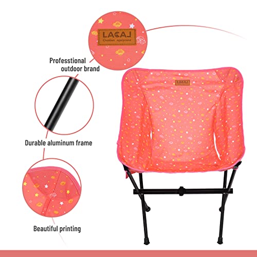 G2 GO2GETHER Star-Moon Printing Lightweight Camping Folding Chair for Adult, 600D Oxford Fabric, Durable Aluminum Alloy Frame, Easy to Storage and Carry, Suit for Camping, Hiking, Go to Beach (Pink)