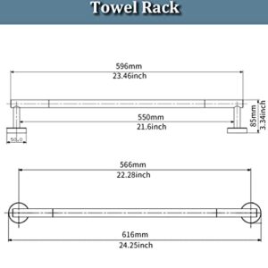 RARXTR 24 Inch Matte Black Towel Bar Towel Rack for Bathroom Kitchen Hand Towel Holder Dish Cloths Hanger SUS304 Stainless Steel RUSTPROOF Wall Mount (Matte Black)