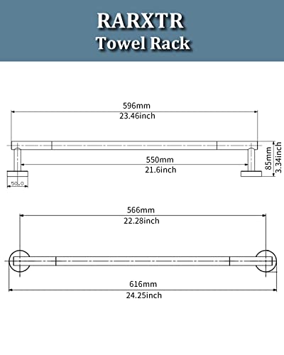 RARXTR 24 Inch Matte Black Towel Bar Towel Rack for Bathroom Kitchen Hand Towel Holder Dish Cloths Hanger SUS304 Stainless Steel RUSTPROOF Wall Mount (Matte Black)