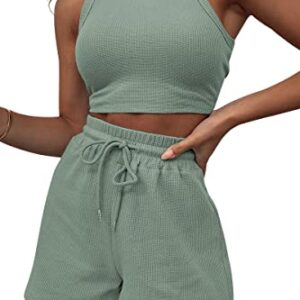 AUTOMET Womens 2 Piece Outfits Lounge Matching Sets Two Piece Linen Shorts Spring Tops Trendy Clothes Summer Vacation Resort Wear for Women 2023